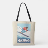 Skiën is geloven retro print tote bag (Achterkant)