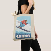 Skiën is geloven retro print tote bag (Dichtbij)
