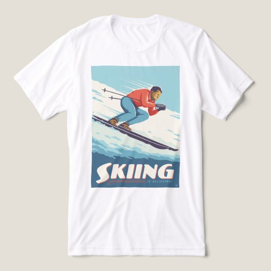 Skiën is geloven retro print Tri-Blend shirt (Design voorkant)