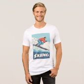 Skiën is geloven retro print Tri-Blend shirt (Voorkant volledig)