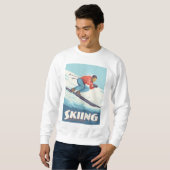Skiën is geloven retro print trui (Voorkant volledig)