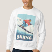 Skiën is geloven retro print trui (Voorkant)