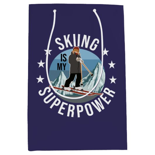 Skiën is mijn superkracht medium cadeauzakje (Voorkant)