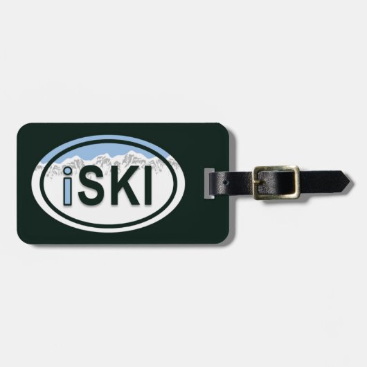Skiën "iSKI" Ovaal Mountain Bagage Bagagelabel (Voorkant horizontaal)