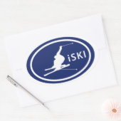 Skiën "iSKI" Ovaal Skier Mountain Label Stickers (Envelop)