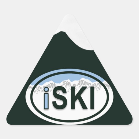 Skiën "iSKI" Oval Mountain Label Stickers (Voorkant)