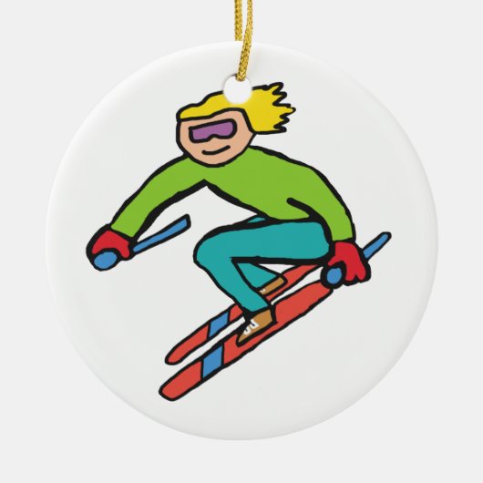 Skiën Keramisch Ornament (Voorkant)