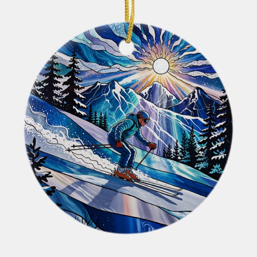 Skiën Kerst Ornament (Voorkant)