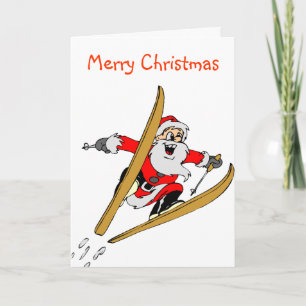 Skiën Kerstman Feestdagen Kaart
