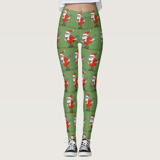 Skiën Kerstman Leggings (Voorkant)