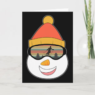 Skiën Kerstman Sneeuwman Winter Skiloper Grappig A Kaart
