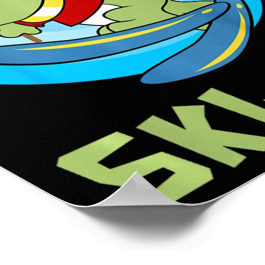 Skiën Kinder Ski-rex Funny Dino Peuter Funny Poster (Hoek)