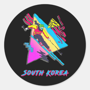 Skiën kleurrijk ski-avontuur in Zuid-Korea Ronde Sticker