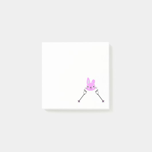 Skiën konijn met skistokken post-it® notes (Voorkant)