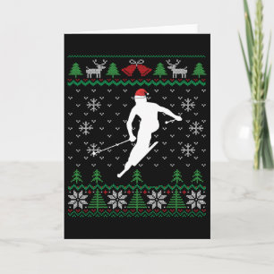 Skiën lelijke kerst ski kerstman skiër kaart