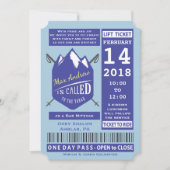 SKIËN LIFT TICKET BAR Bat Mitswa Uitnodiging (Voorkant)