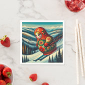 Skiën Matryoshka Doll Winter Sneeuw Servet (Insitu)