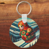 Skiën Matryoshka Doll Winter Sneeuw Sleutelhanger (Achterkant)