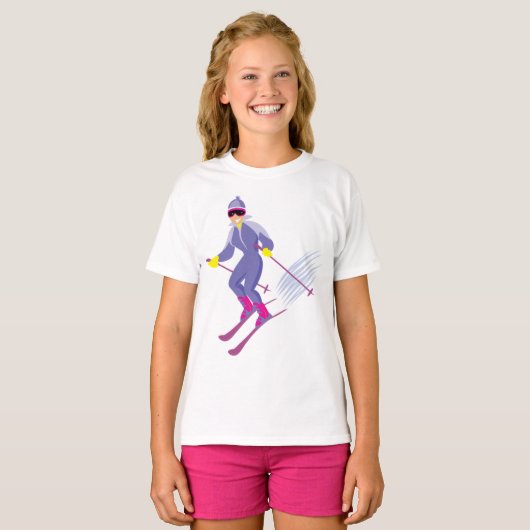 Skiën Meisjes T-shirt (Voorkant volledig)