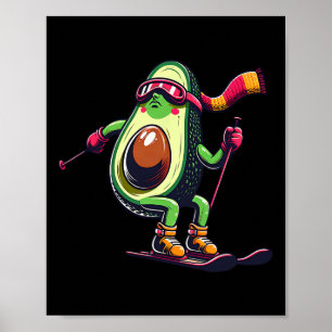 Skien met een Avocado en een Skibril Winter Alpen Poster