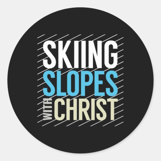 Skiën met Jezus Ronde Sticker (Voorkant)