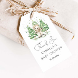 Skiën naar ouderschap Winter Baby shower Cadeaulabel