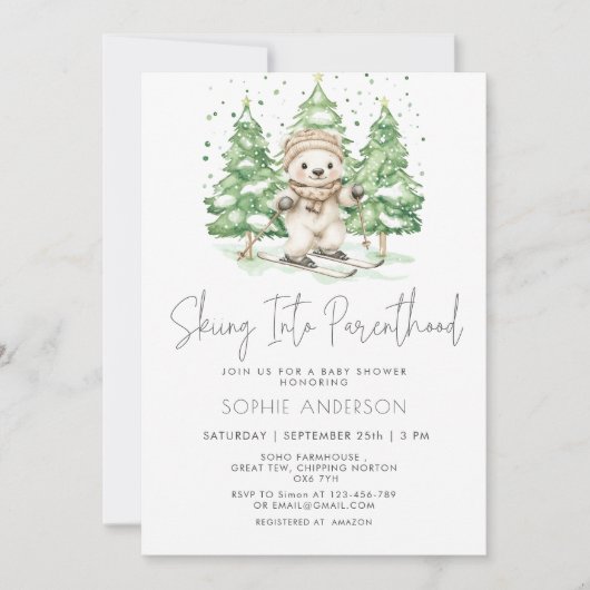 Skiën naar ouderschap Winter Baby shower Kaart (Voorkant)