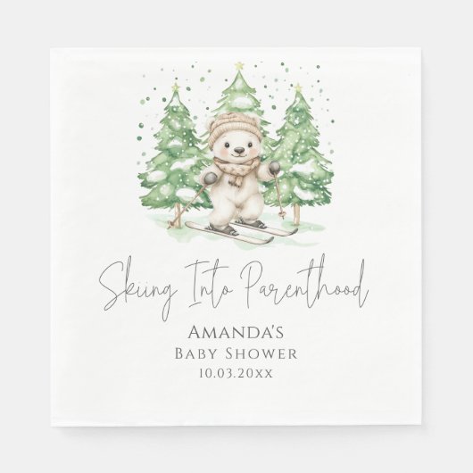 Skiën naar ouderschap Winter Baby shower Servet (Voorkant)