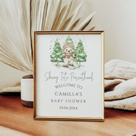 Skiën naar ouderschap Winter Baby shower Welkom Poster