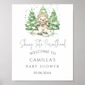 Skiën naar ouderschap Winter Baby shower Welkom Poster (Voorkant)