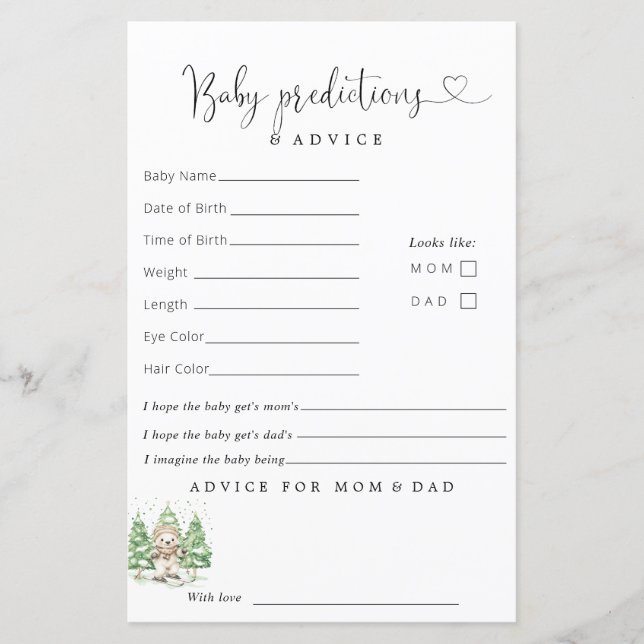 Skiën naar ouderschap Winter voorspellingen Advies (Voorkant)