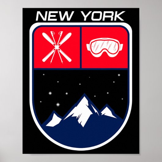 Skiën New York Mountain Skiën Trail Skier Goggle P Poster (Voorkant)