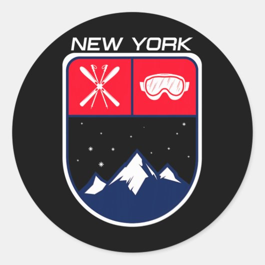 Skiën New York Mountain Skiën Trail Skier Goggle P Ronde Sticker (Voorkant)