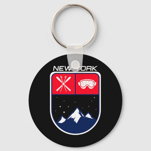 Skiën New York Mountain Skiën Trail Skier Goggle P Sleutelhanger (Voorkant)