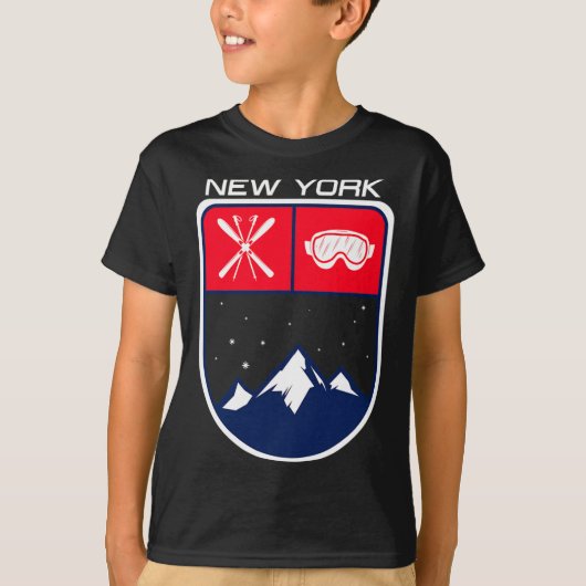 Skiën New York Mountain Skiën Trail Skier Goggle P T-shirt (Voorkant)