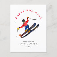 Skiën Niet-Foto Kerst Vakantiekaart