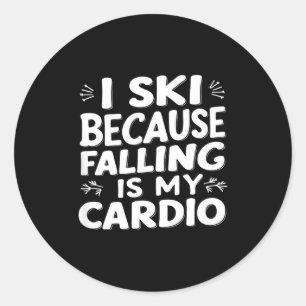 Skiën omdat vallen cardio is grappige ski spreuken ronde sticker