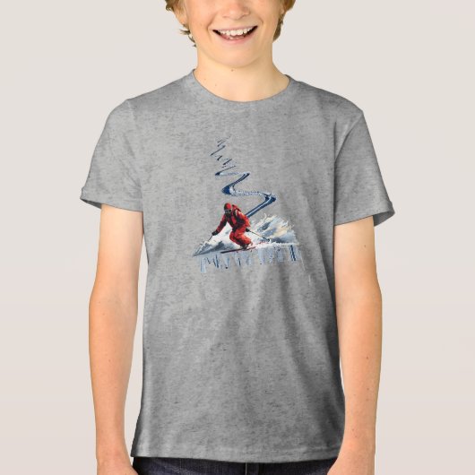 Skiën omlaag Tri-Blend shirt (Voorkant)