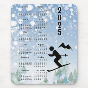 Skiën Ontwerp 2025 Kalender Muismat