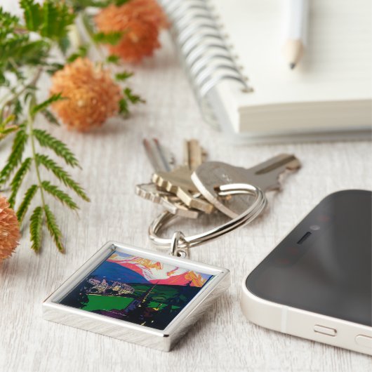 Skiën op Combloux Promotional Poster Sleutelhanger (Zijkant)