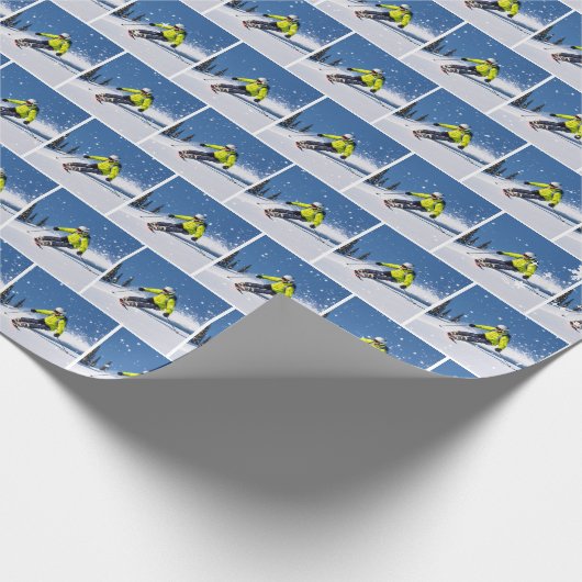 Skiën op een berg cadeaupapier (Hoek)