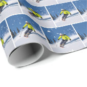 Skiën op een berg cadeaupapier (Rol Hoek)