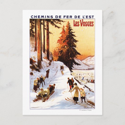 Skiën op het Poster Vosges Briefkaart (Voorkant)
