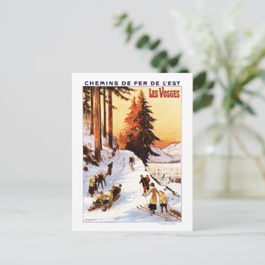 Skiën op het Poster Vosges Briefkaart (Staand voorkant)