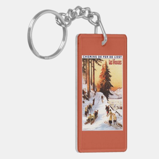 Skiën op het Poster Vosges Sleutelhanger (Voorkant Links)