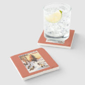 Skiën op het Poster Vosges Stenen Onderzetter (Zijkant)