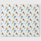 Skiën op sneeuw cadeaupapier (Vlak)