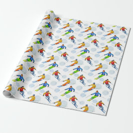 Skiën op sneeuw cadeaupapier
