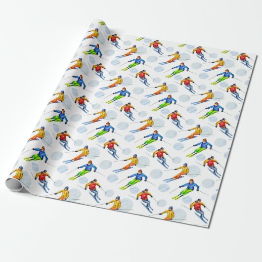 Skiën op sneeuw cadeaupapier (Uitgerold)