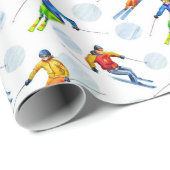 Skiën op sneeuw cadeaupapier (Rol Hoek)